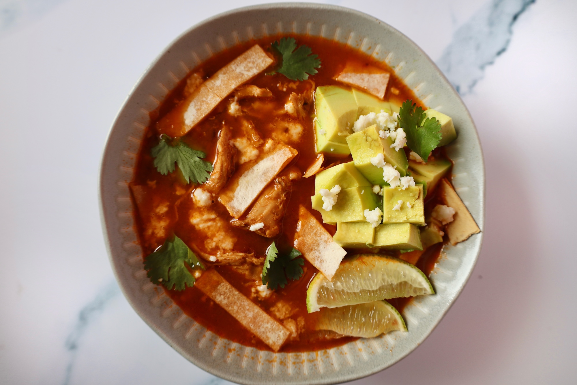 This is a Healthy Mexican Chicken Tortilla Soup that's low carb and keto-friendly.